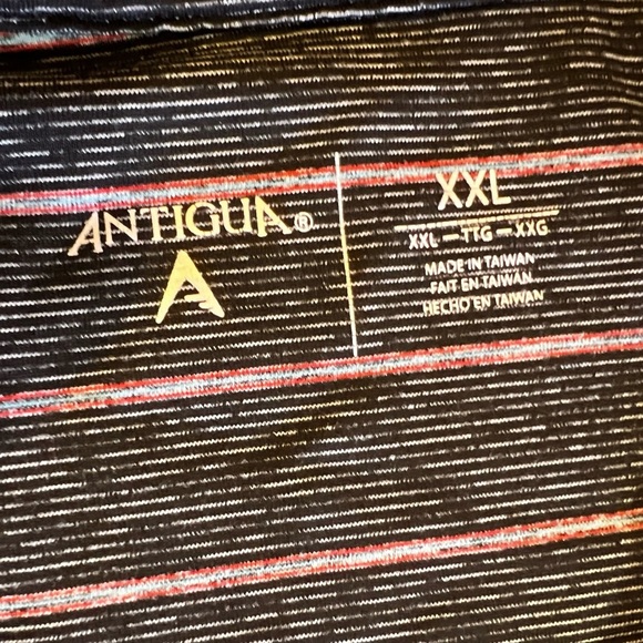 Mens Antigua Performance 1/2 Zip Size XXL “Logo” Top Color Charcoal Stripes - Picture 15 of 16